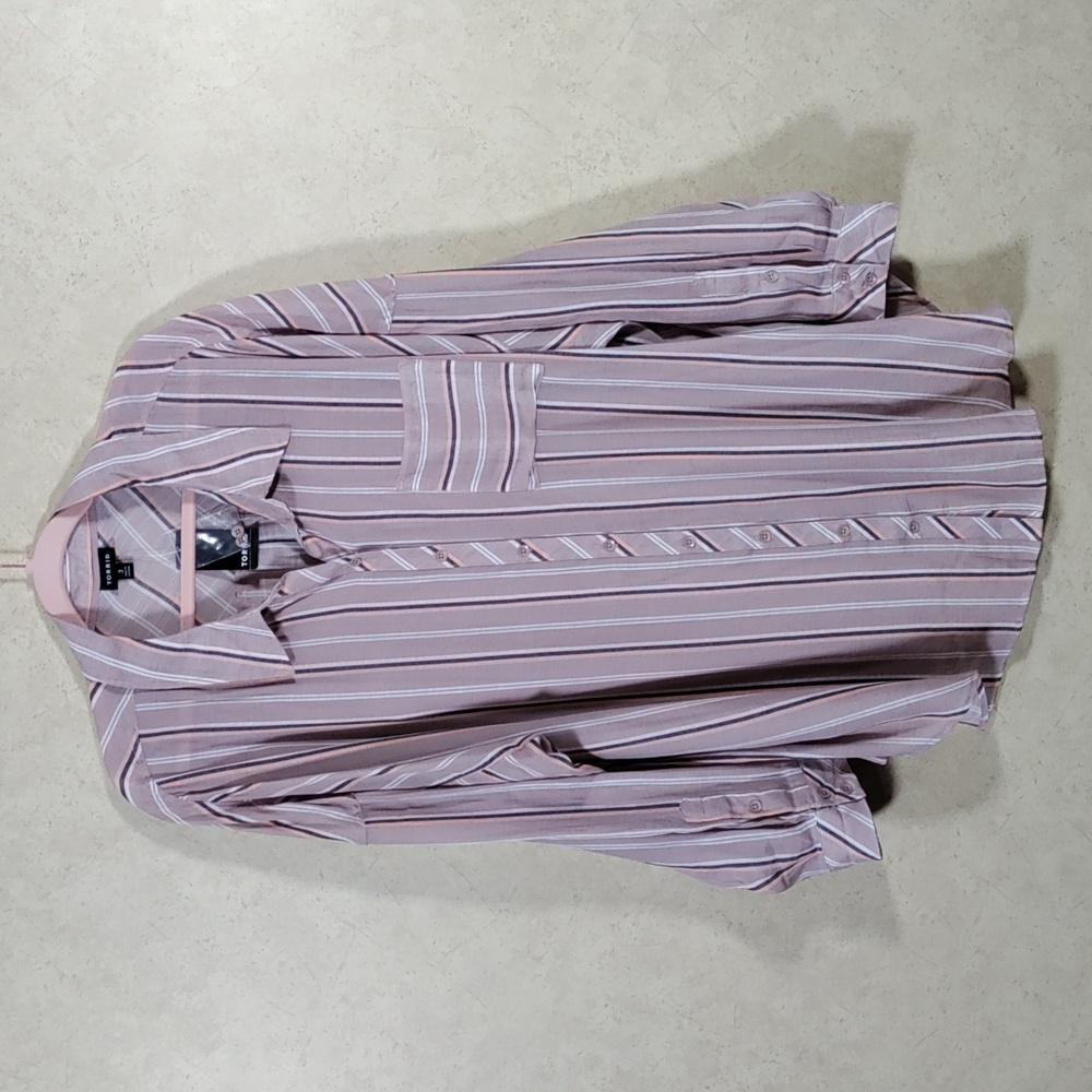 6122 Torrid blush striped long or tabbed sleeve blouse 3X NWT